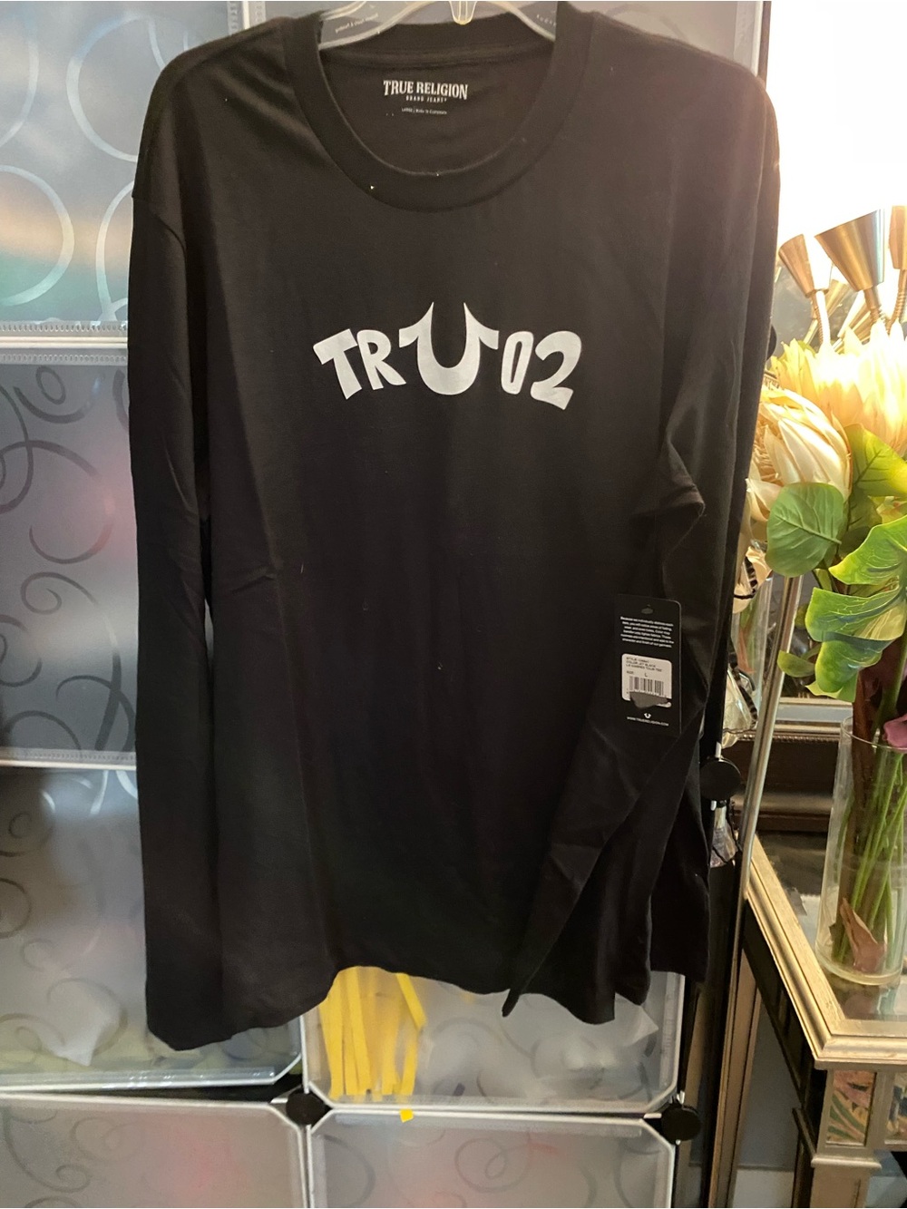 NWT, True Religion Men’s Long Sleeve TRU02 Logo Tee